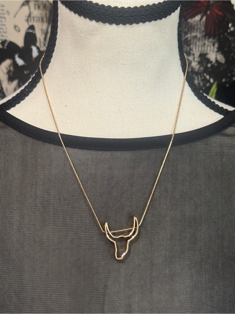 Tory Burch Gold Steer Head Pendant Necklace